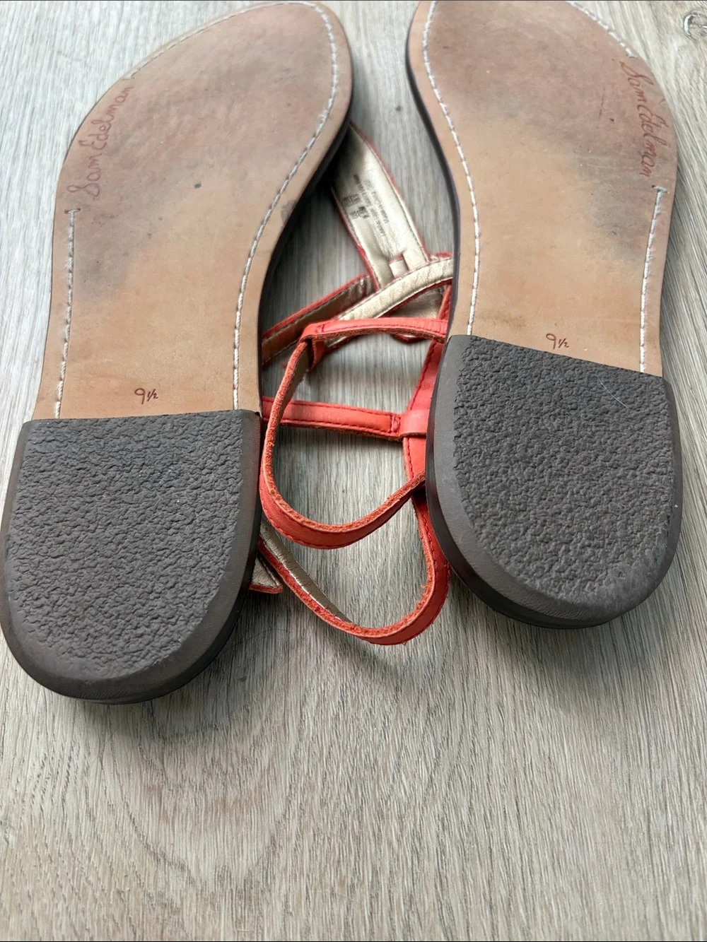 Sam Edelman Gigi Thong Sandal | Orange Sunrise Leather | Size 9.5 summer spring - Picture 6 of 7